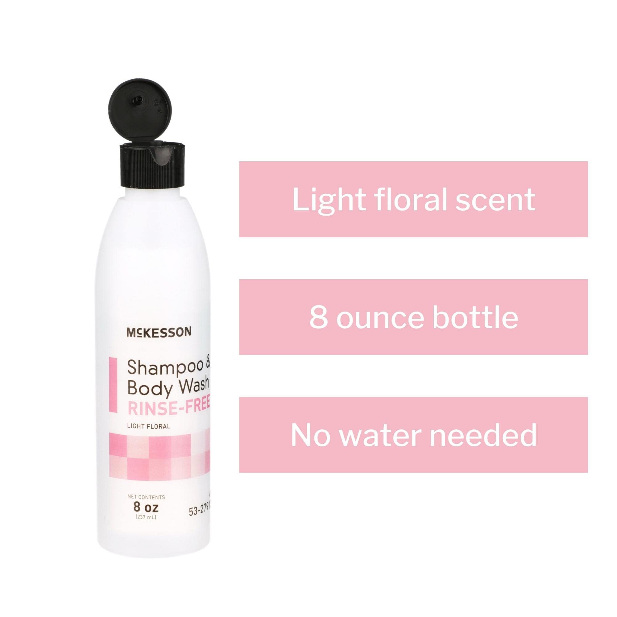 Mckesson Shampoo And Body Wash, Rinse-Free, Light Floral, 8 Oz, 48 Count