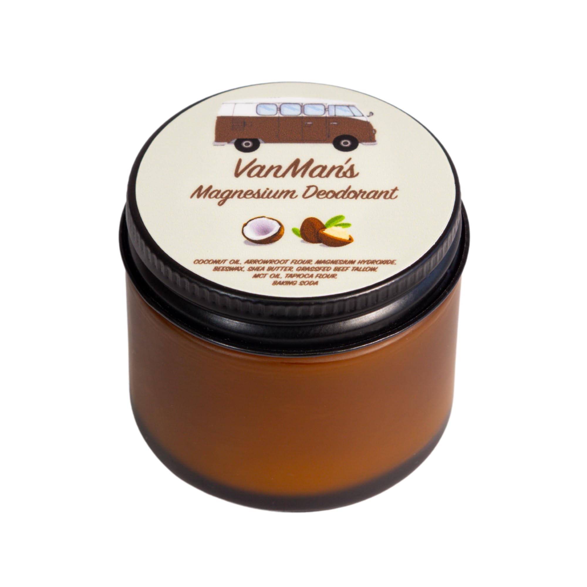 VanMan Coconut & Magnesium Deodorant Jar - Natural Aluminum Free Deodorant for Women & Men - Effective Odor Control for Delicate