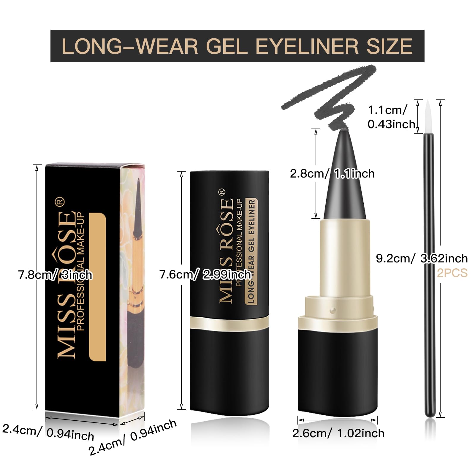 Lokfar 2 Pcs Gel Eyeliner Set, Cream Eyeliner Tool Smudge Proof And Waterproof Eyeliner Pencil Matte Eye-Liner Pencil Tattoo Eye