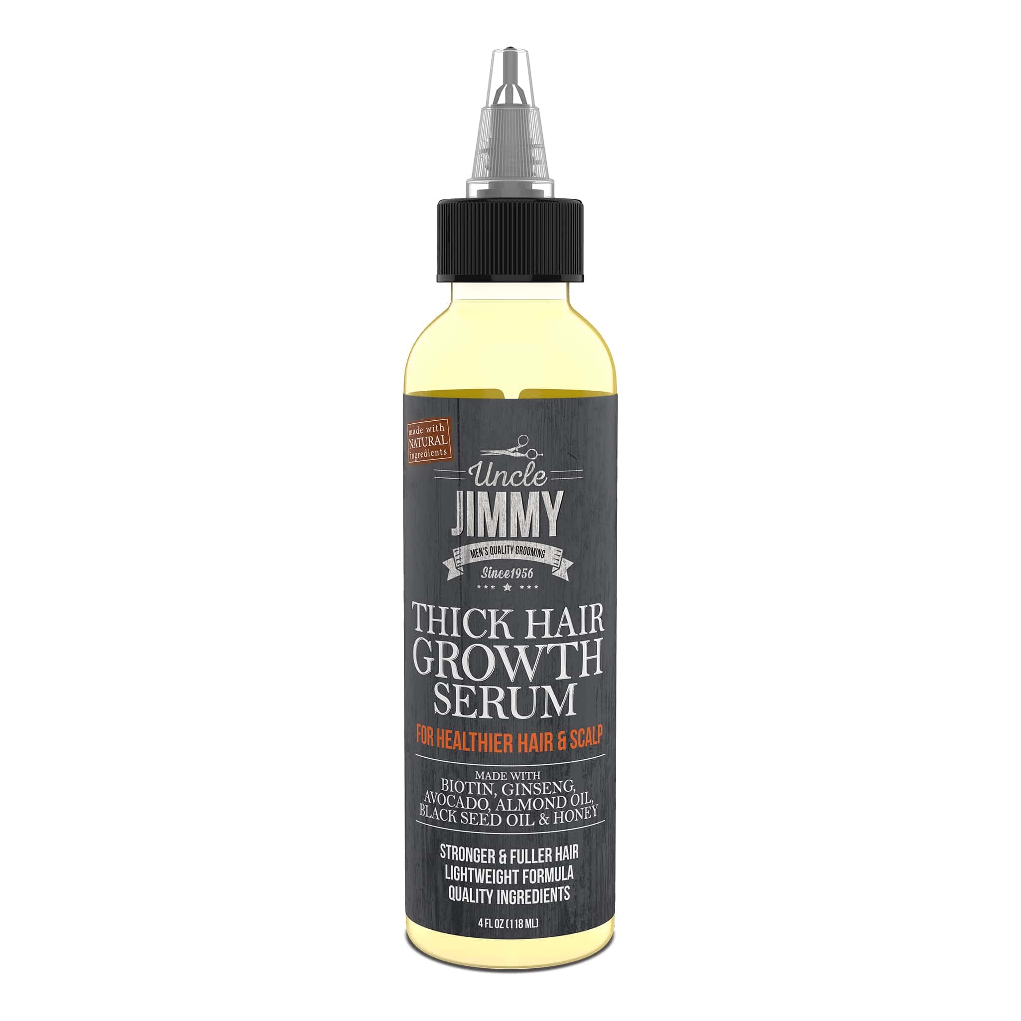 Uncle Jimmy Thick Hair Growth Serum, Hair Growth Treatment, Anti Hair Loss, Promotes Thicker, Stronger Hair for Men & Women 4 Fl