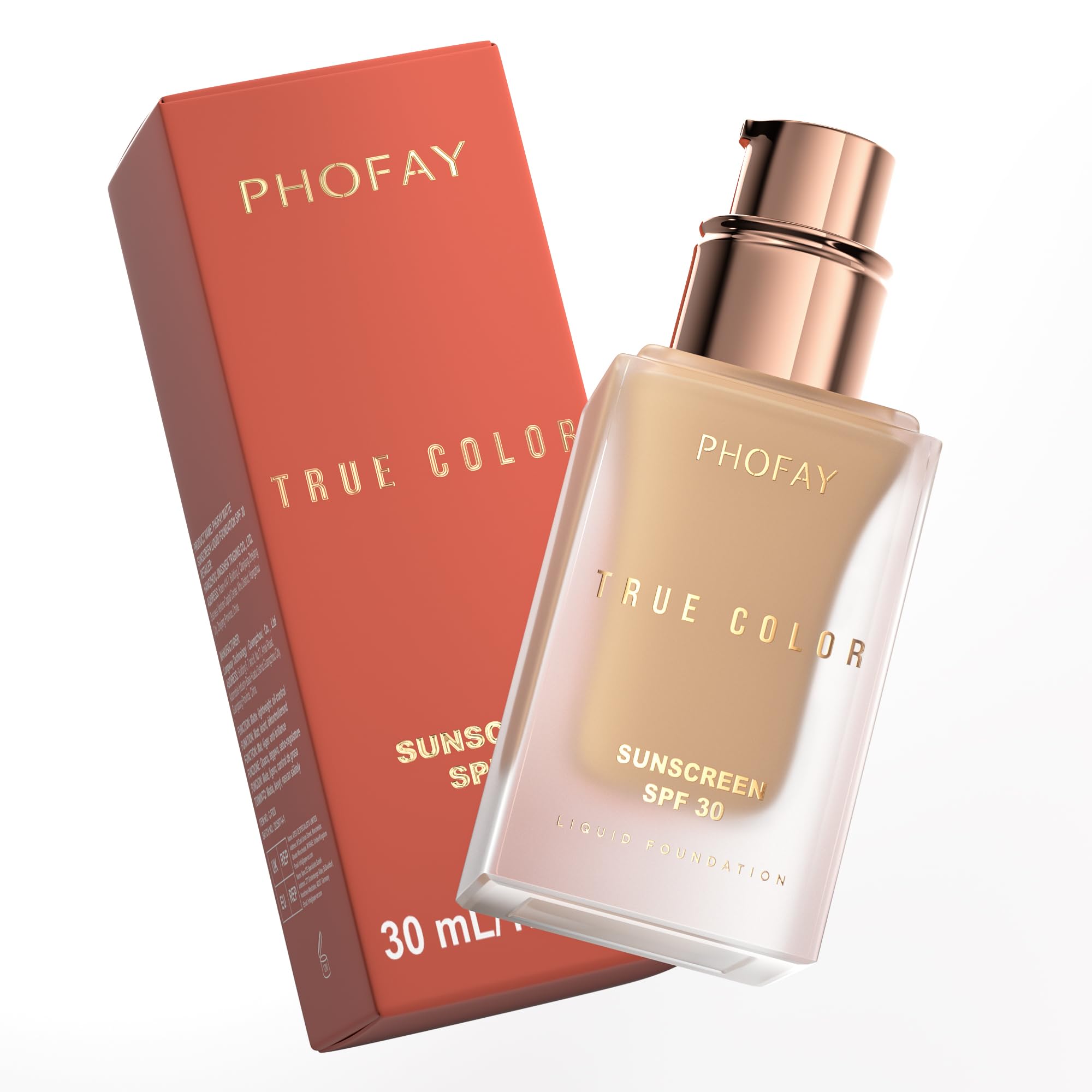 PHOFAY Matte Sunscreen Liquid Foundation SPF 30 (1.02 fl oz)  LongWearing OilControl, Concealing & NonGreasy Buildable Cover