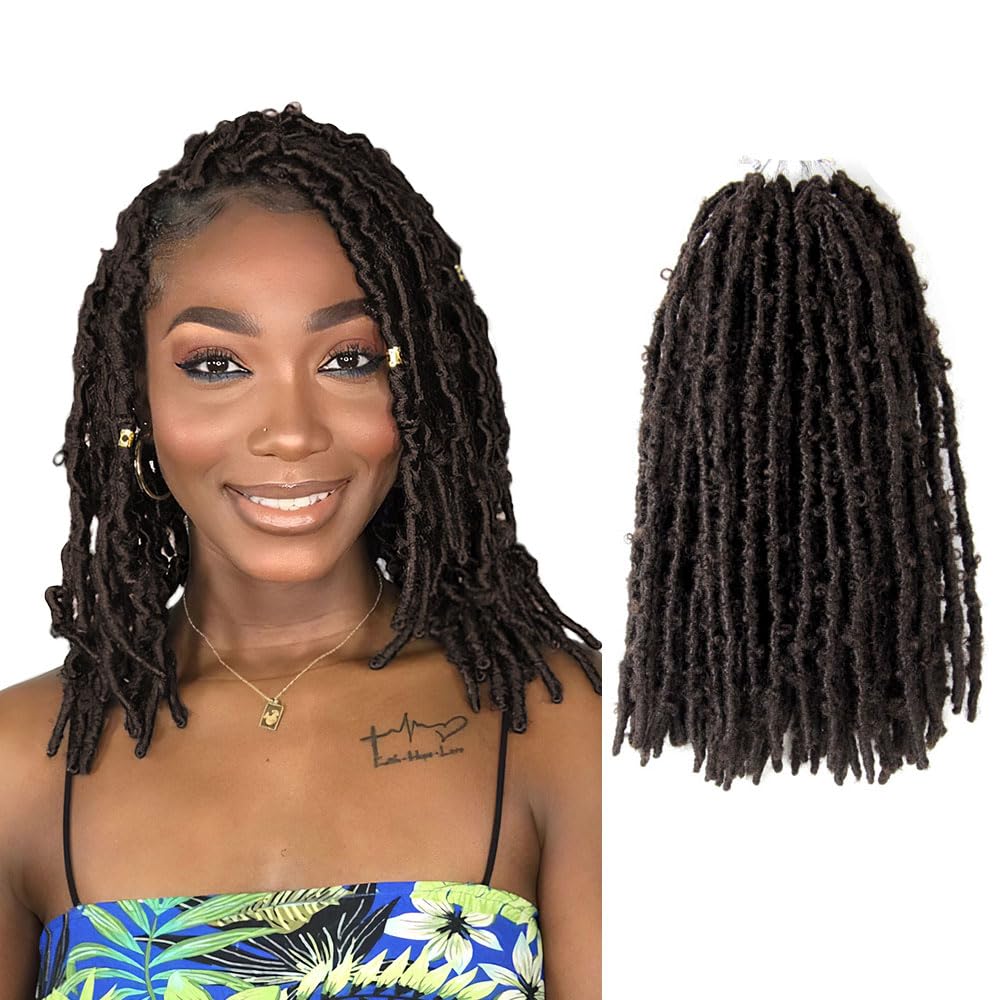 8 Packs Light Weight Butterfly Locs Crochet Hair 12 Inch Butterfly Faux Locs Crochet Hair Short Brown Distressed Butterfly Locs,