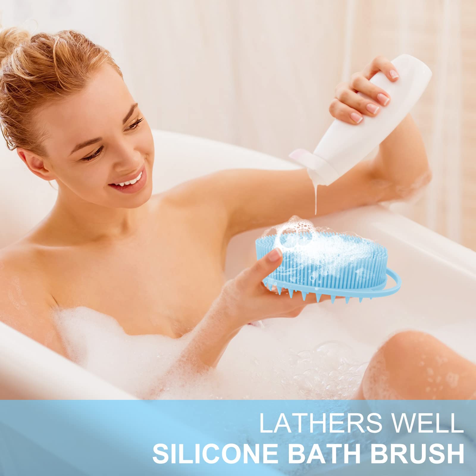 Upgrade 2 In 1 Bath And Shampoo Brush, Silicone Body Scrubber For Use In Shower, Exfoliating Body Brush, Premium Silicone Loofah