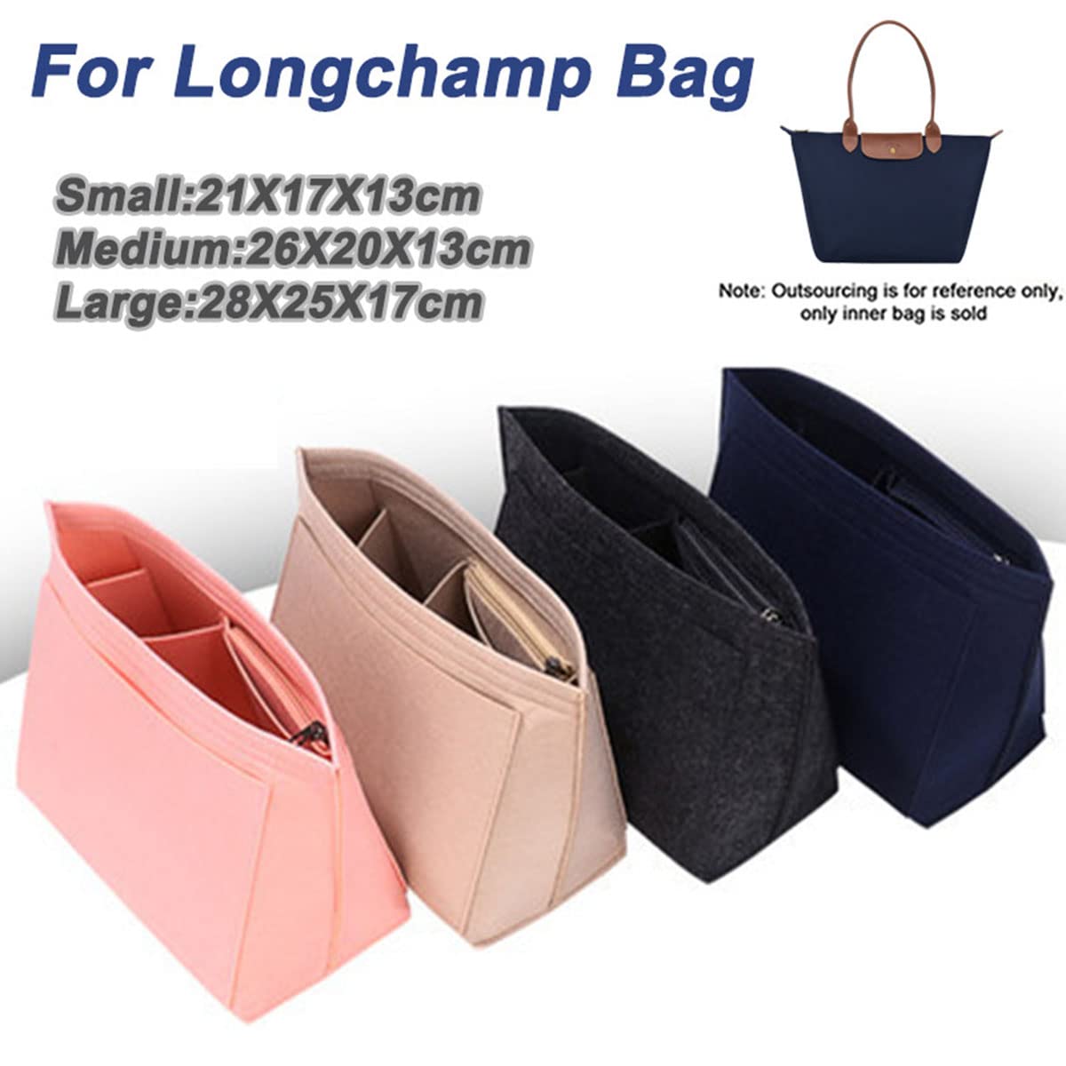 Lckaey Purse Organizer for bag organizer le pliage large Y012-navyblue-L