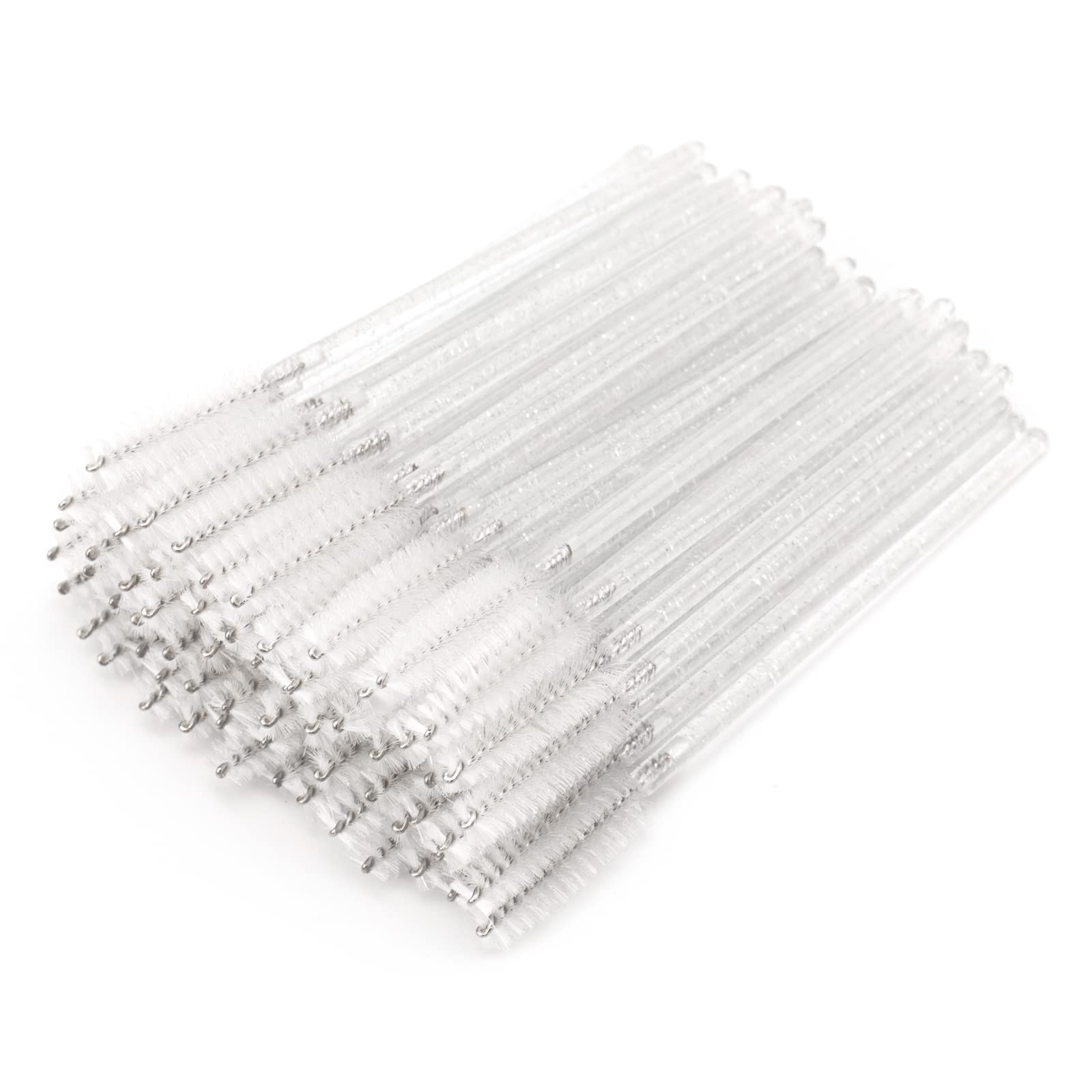 G2PLUS 100PCS Crystal Mascara Wands, White Eyelash Mascara Applicator, Disposable Spoolies Makeup Kits for Applying Mascara, Las