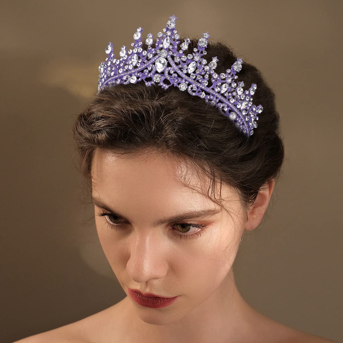 Tobatoba Tiaras For Women, Dark Purple Tiara Crowns For Women, Wedding Tiara For Bride Queen Crown, Royal Princess Quinceanera H