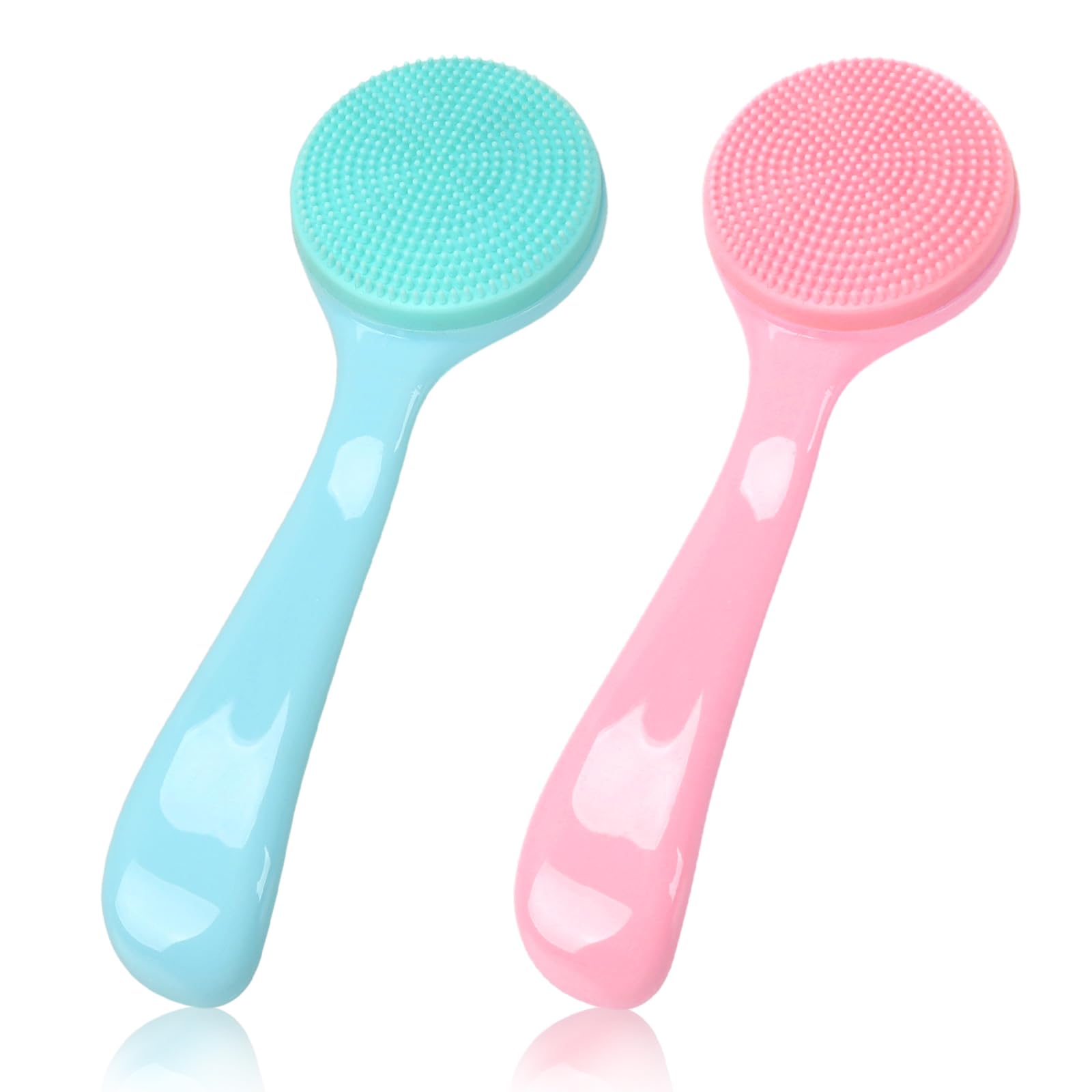 Silicone Manual Facial Cleansing Brush, Nadusep 2 Pack Skin Friendly Soft Bristles Waterproof Face Scrubber Exfoliating Brush Fo