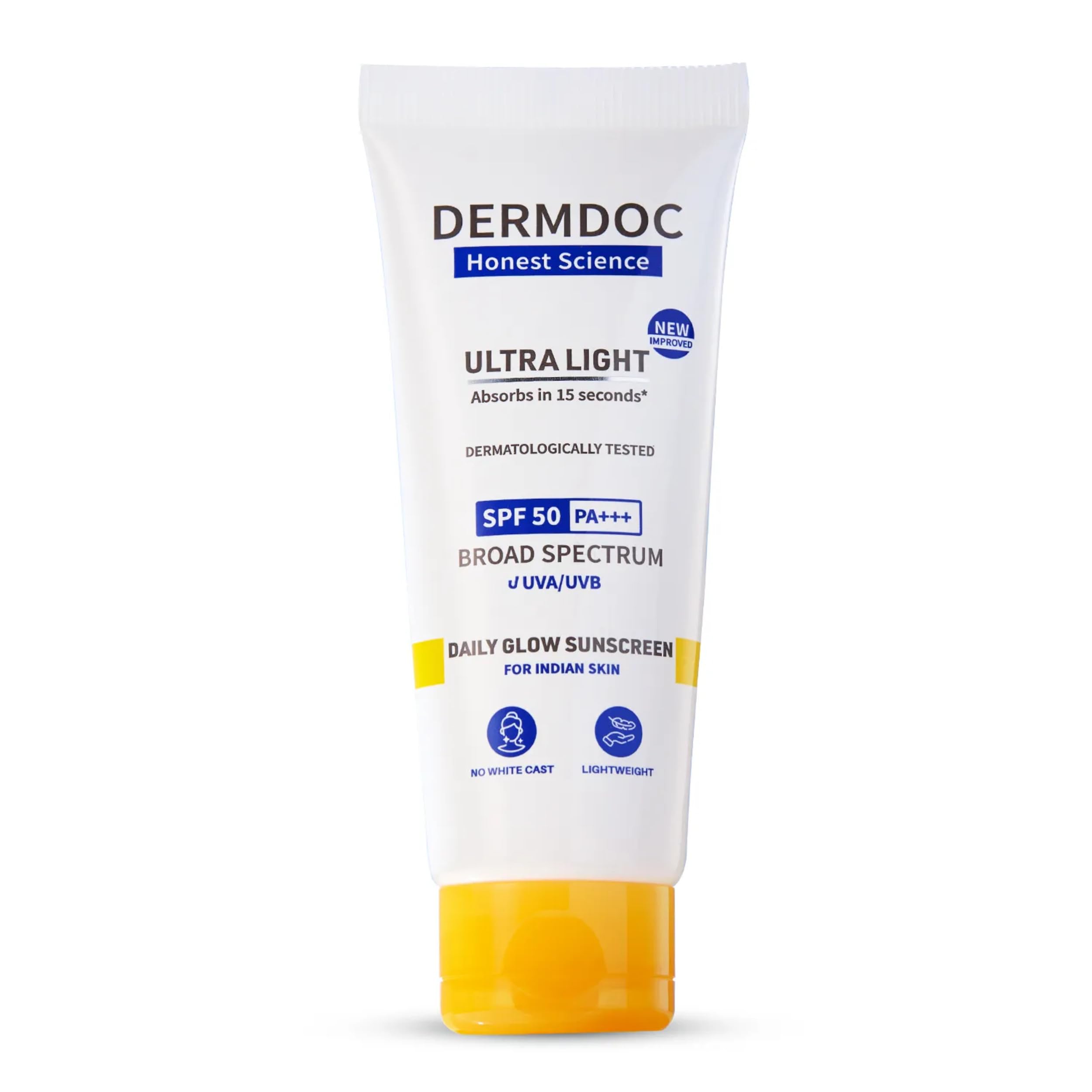 DermDoc All By Purplle Ultra Light Spf 50 Pa+++ Daily Glow Sunscreen (50Gm) | Sunblock | Lightweight | NonGreasy | 0 White Cast