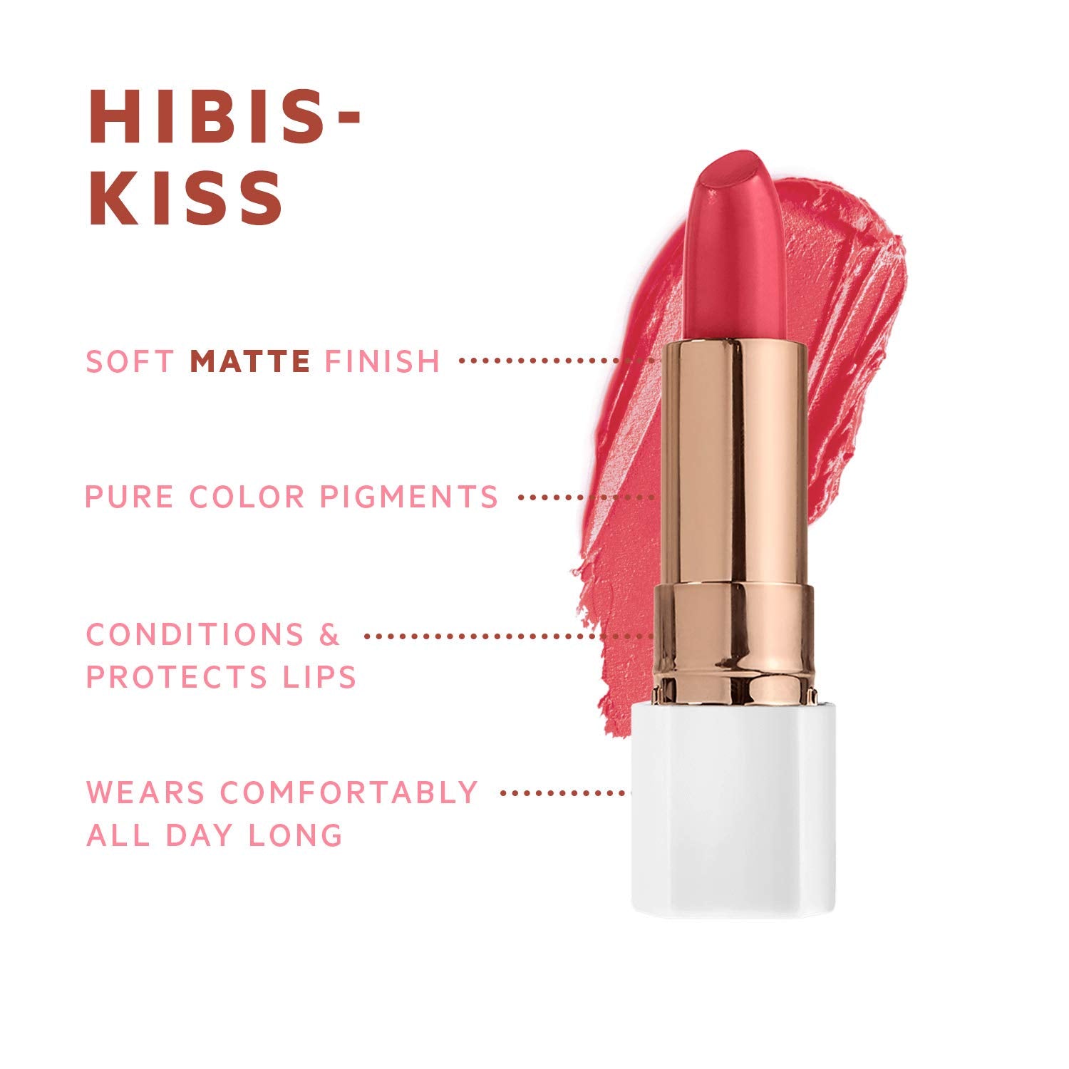 Flower Beauty Petal Pout Lipstick - Cruelty Free - Nourishing & Highly Pigmented Lip Color With Antioxidants (Hibis-Kiss - Matte