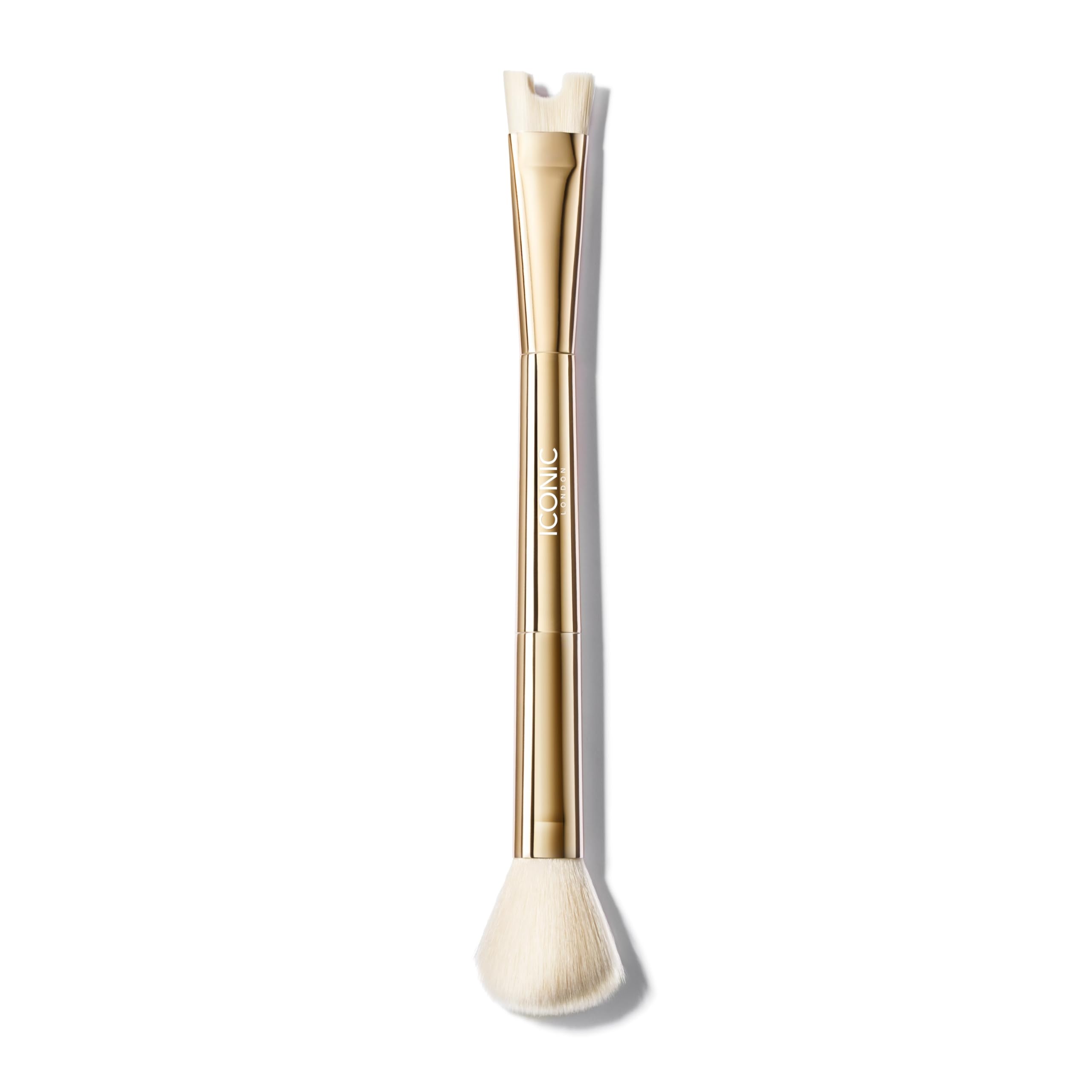 ICONIC LONDON Precision Duo Contour Brush | Two Sided Makeup Brush, Features a Buffing and a U-Shaped Contour Brush, Blend and S
