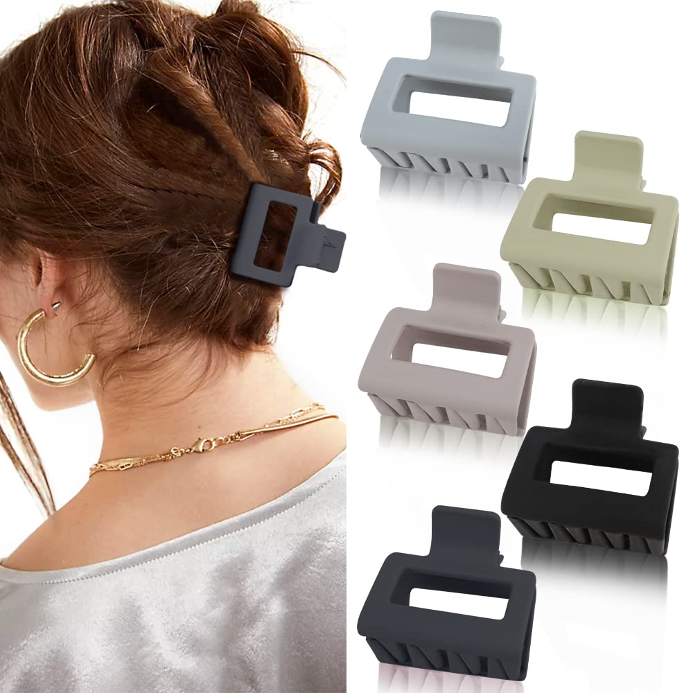 ATODEN Hair Clips Set: 5Pcs Square Claw Clips for Thick & Thin Hair, Medium Matte Jaw Clips, Hair Clamps & Accessories for Women