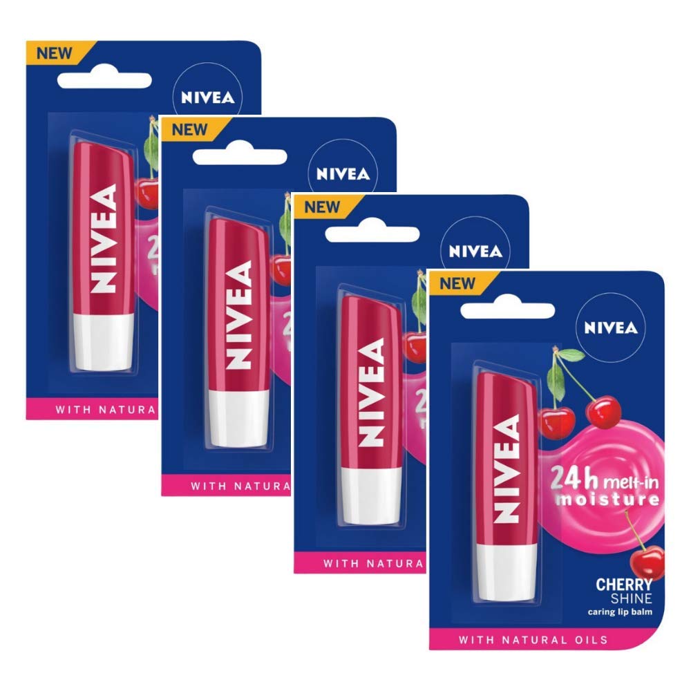 Nivea Lip Care Fruity Shine Cherry, 4.8G (Pack Of 4)