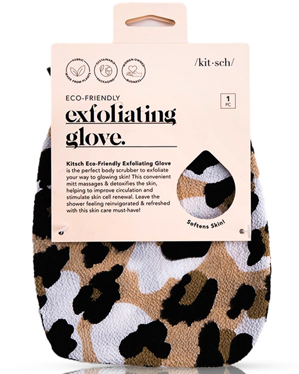 Kitsch Exfoliating Glove, Eco Friendly Exfoliating Body Scrubber, Dead Skin Remover & Body Exfoliator, Exfoliating Mitt For Skin
