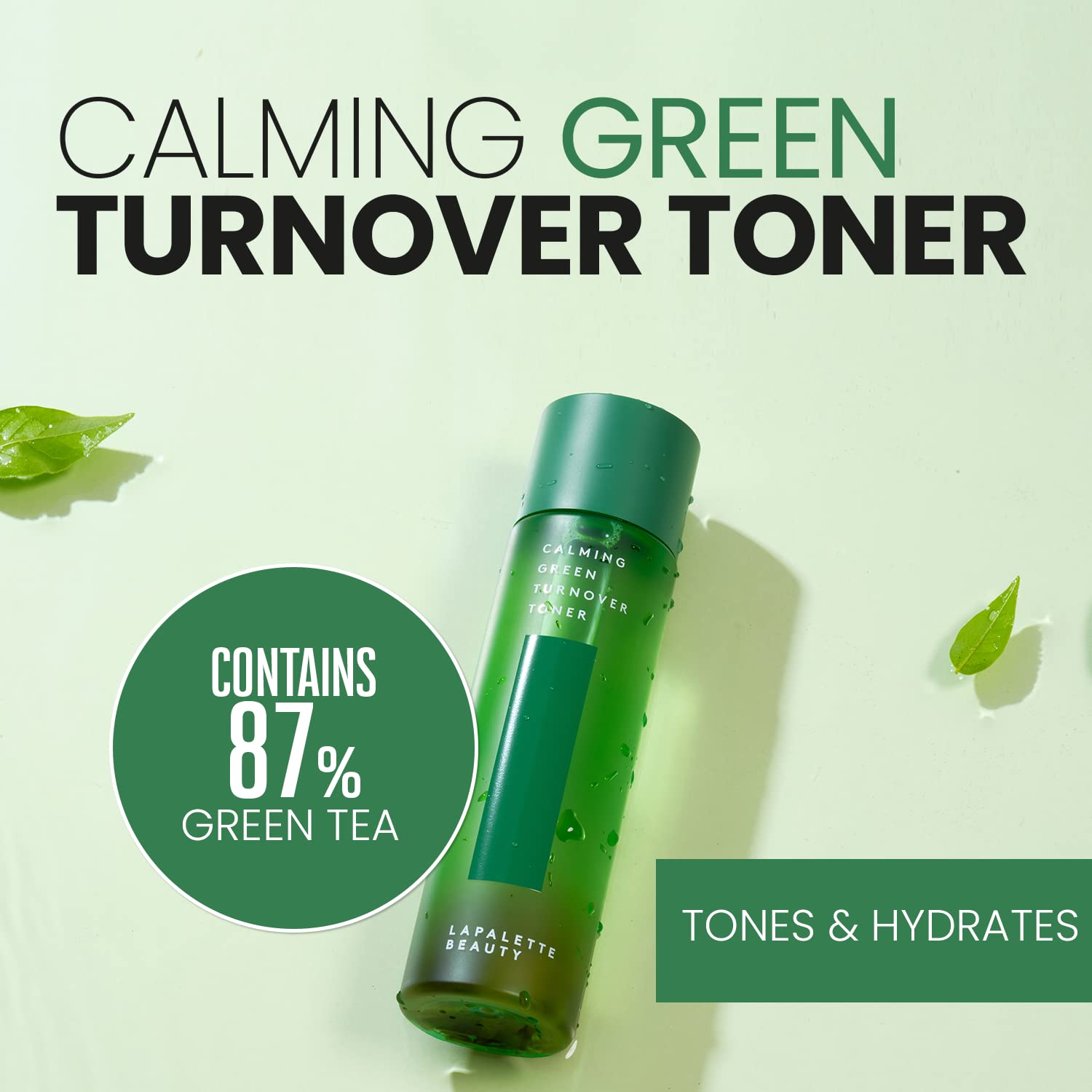 LAPALETTE Beauty Calming Green Turnover Toner 6.75fl.oz | Hydrating & Moisturizing W. Green Tea Extract | Gentle Peeling with Na