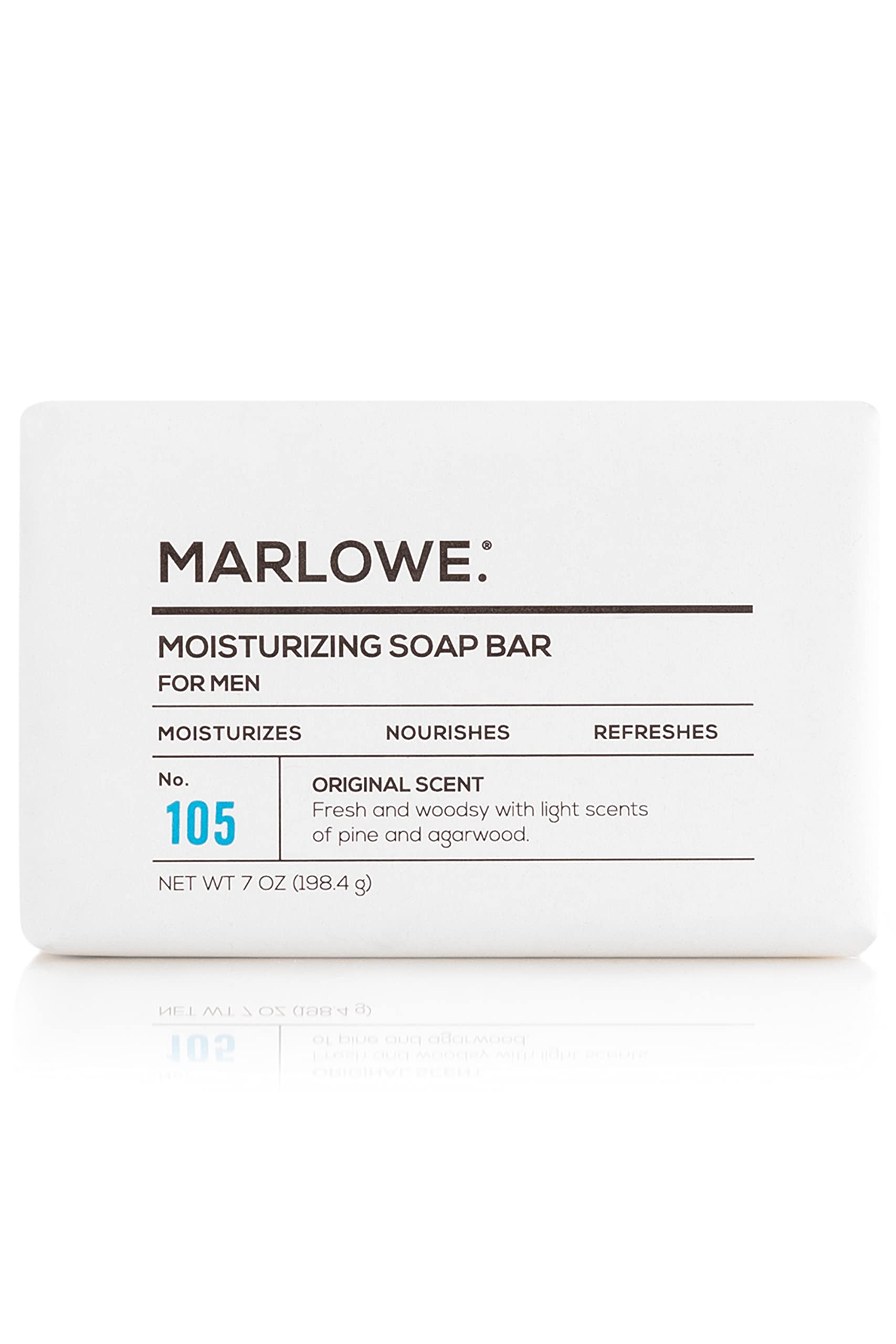MARLOWE. No. 105 Bar Soap for Men 7 oz, Moisturizing Body Soap, Nourishing & Refreshing with Natural Extracts, Shea Butter, Oliv
