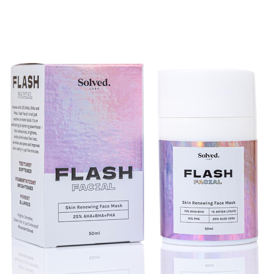 Solved Labs Flash Facial 25% Aha+Bha+Pha Face Mask | 5 Min Complete Detan Face Mask | Tan Removal | Reduction In Blackheads | Fi