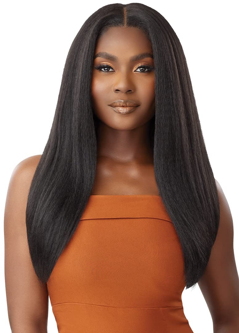 Outre - 5X5 Lace Closure Wig - Human Hair Blend - Kinky Straight 24 (DRFF RED VELVET)