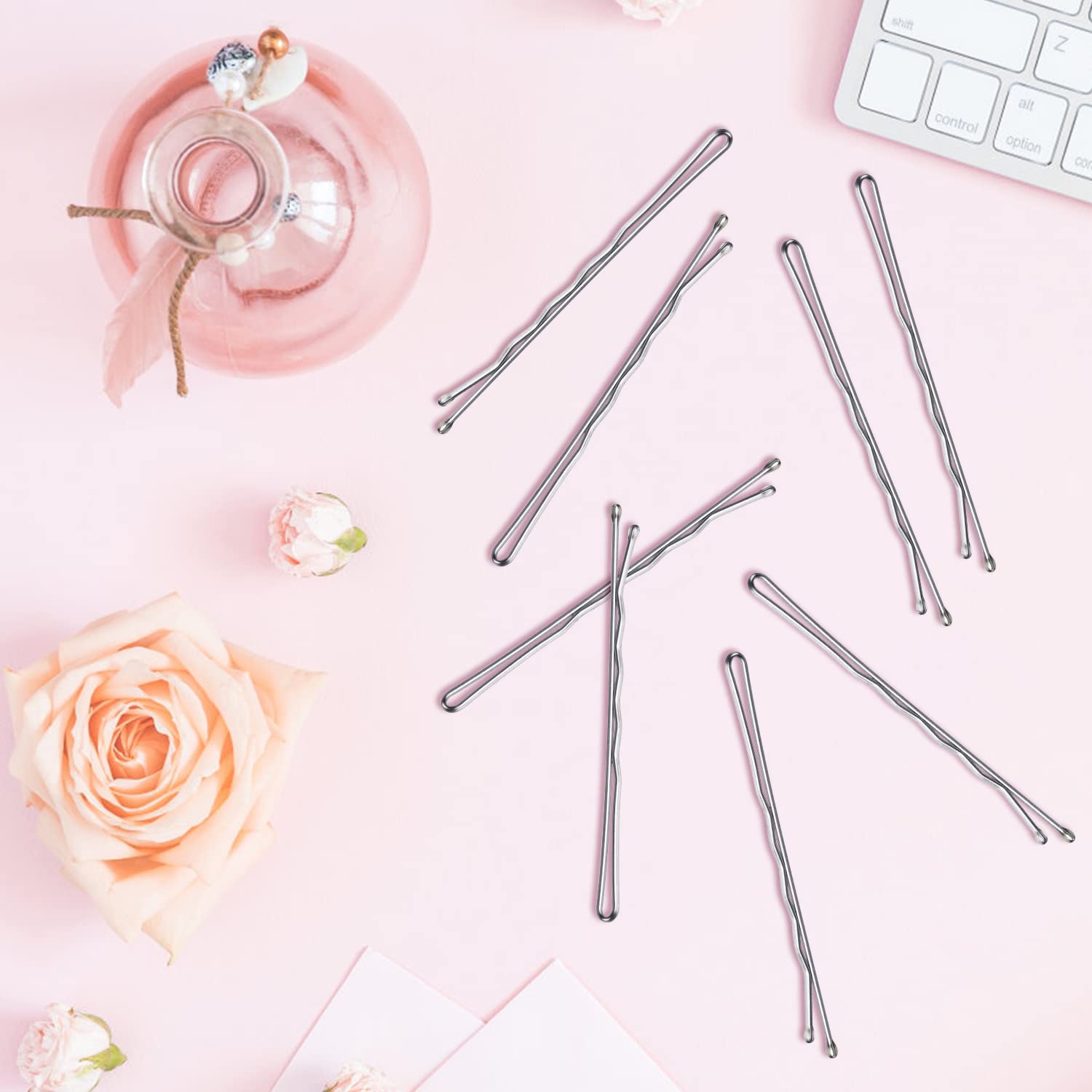 MORGLES Silver Bobby Pins - 120 Pcs 2.75" Large Jumbo Hair Pins for Thick Gray Hair - Secure Hold with Box
