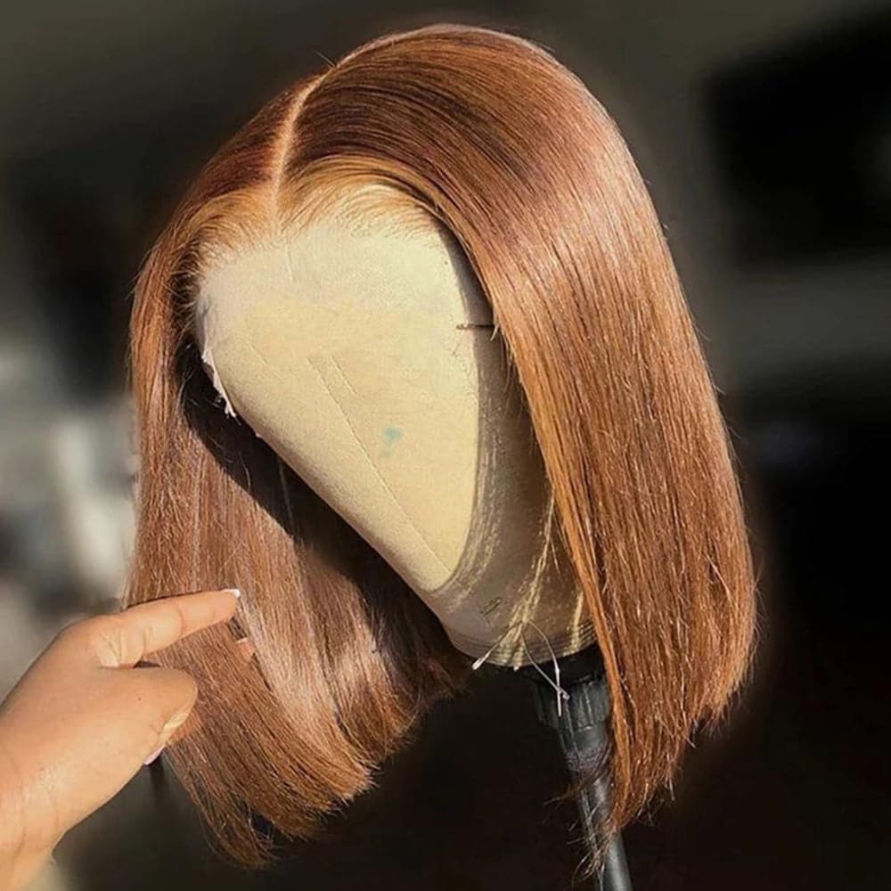 13X4 HD Transparent Pre Plucked Straight Colored #4 Brown Bob Wig 100% Unprocessed Human Hair Glueless Lace Frontal Wigs Natural