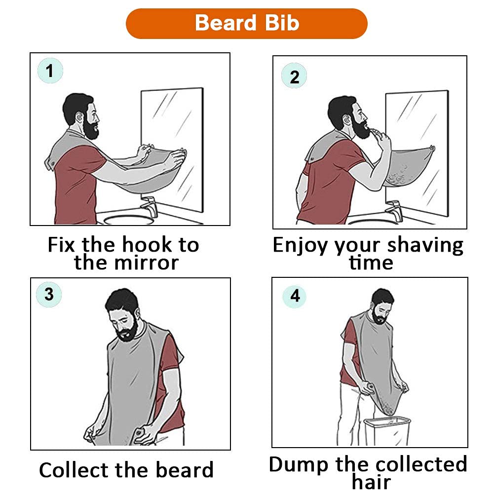 Showvigor Beard Bib Apron - Waterproof Non-Stick Hair Catcher with Suction Cups for Easy Grooming - Ideal for Beard Trimming and Shaving