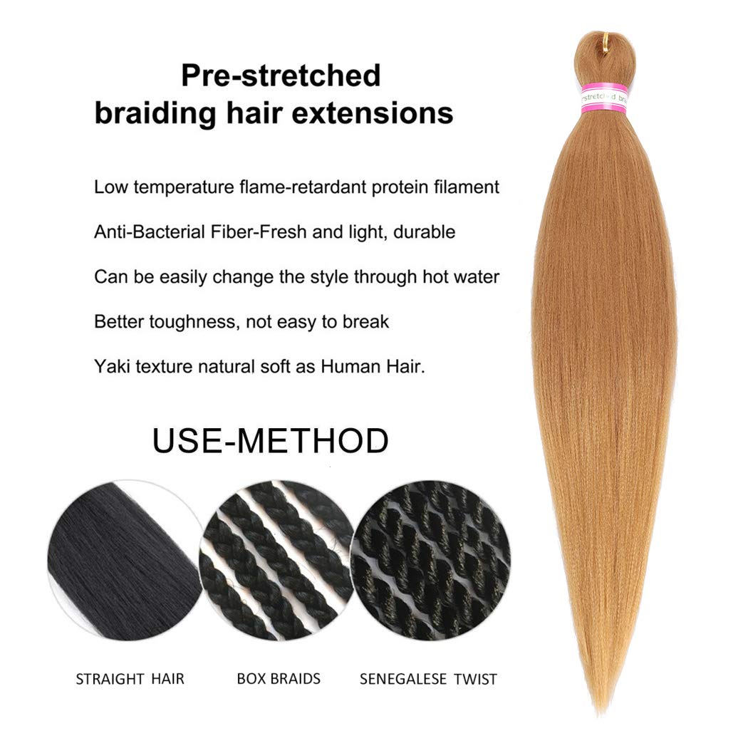 Light Brown Braiding Hair Pre Stretched 20 Inch 8 Packs Braiding Hair Extensions For Crochet Box Braids Twists Locs Hair Itch Fr