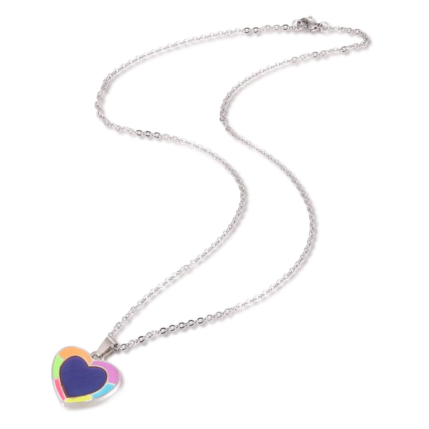 FM FM42 Temperature Sensing Color Changing Heart Pendant Necklace with Glow in the Dark Frame ZN1314
