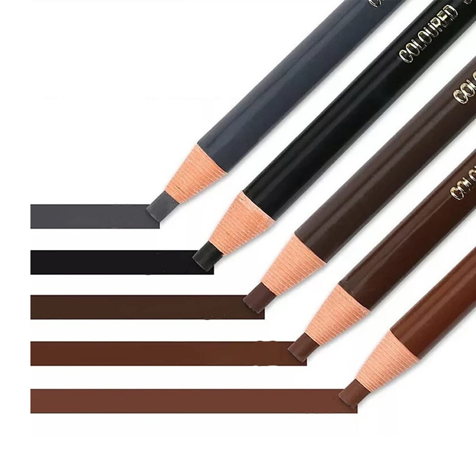 5Pcs Microblading Pencil Waterproof Eyebrow Peel-Off Pencil Pull Cord Microblading Supplies Brow Lamination Pencil Set For Marki