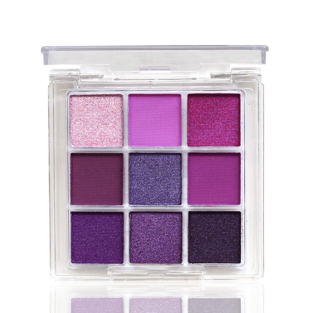 Yeweian Purple Glitter Matte Eyeshadow Palette, 9 Colors Shimmer High Pigmented Eyeshadow Powder, Dream Purple Eye Shadow Palett