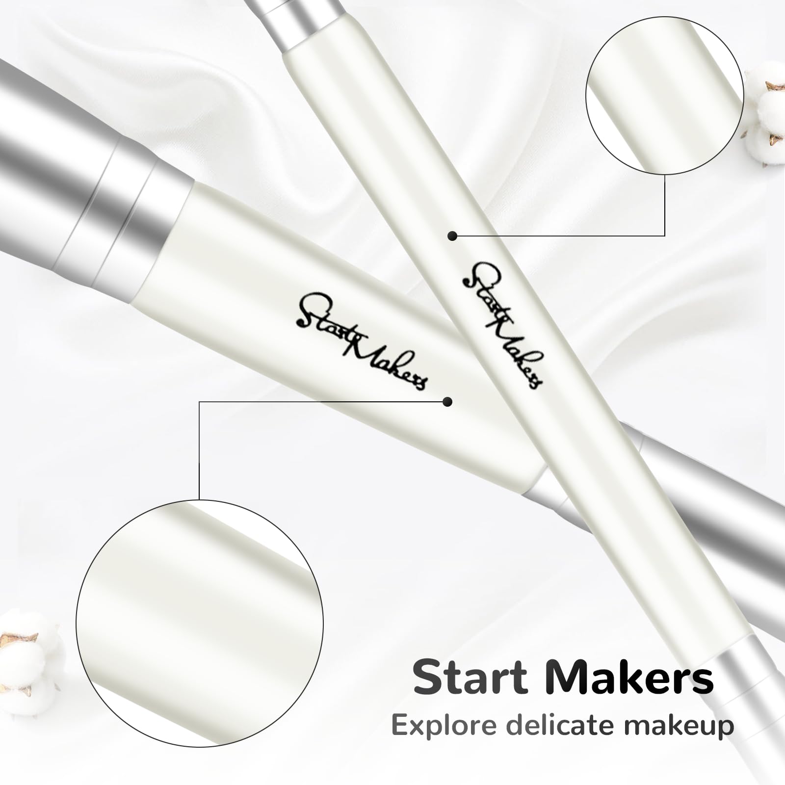 Start Makers 2-In-1 Makeup Brushes Dual-Ended Contouring Foundation Brush 2 Pack Concealer Brush Face Eyebrow Eyeshadow Brush Fo