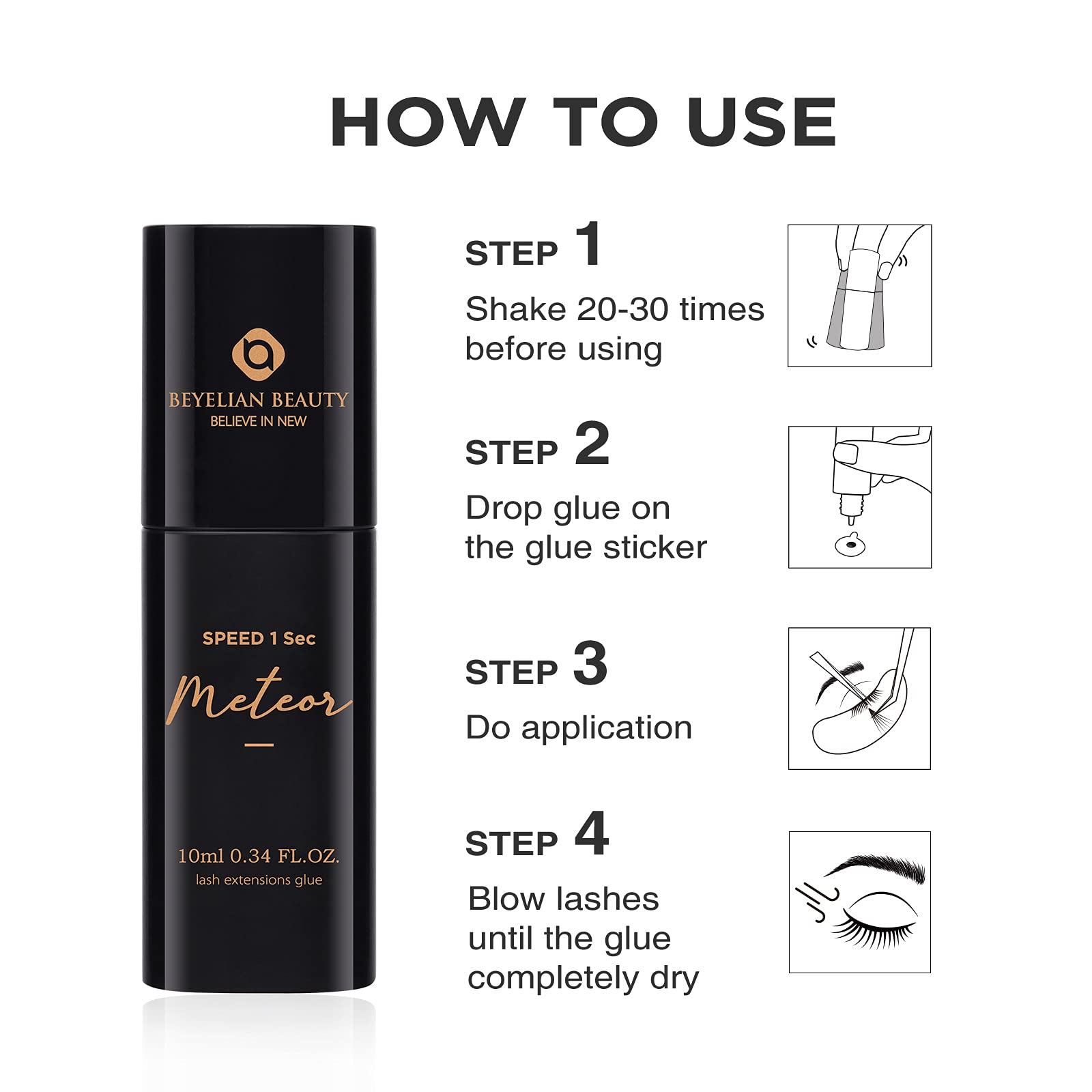 Lash Extension Glue, Professional Eyelash Extension Glue for Volume and Classic Lashes 10 ml, Smart Drop Technology Accurate 0.0
