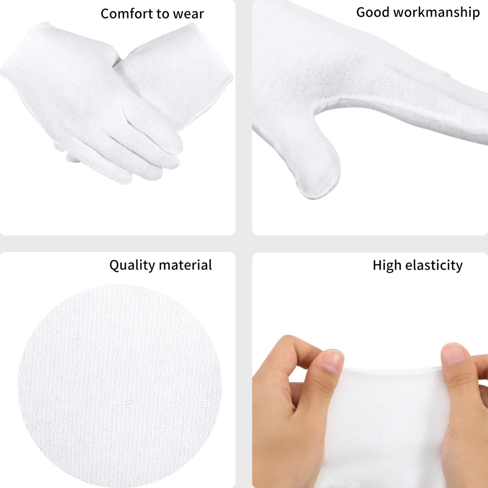Frienda 300 Pcs Cotton Gloves Bulk Large Size for Men Women Inspection Gloves for Dry Hand Art Handling Coin Jewelry(L)