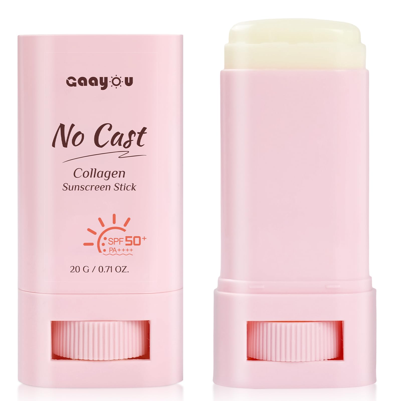 No Cast Sunscreen Stick SPF PA50++++ Collagen Sunscreen Korean Sunscreen Stick Soothing Moisture Matte Sun Stick for Face & Body