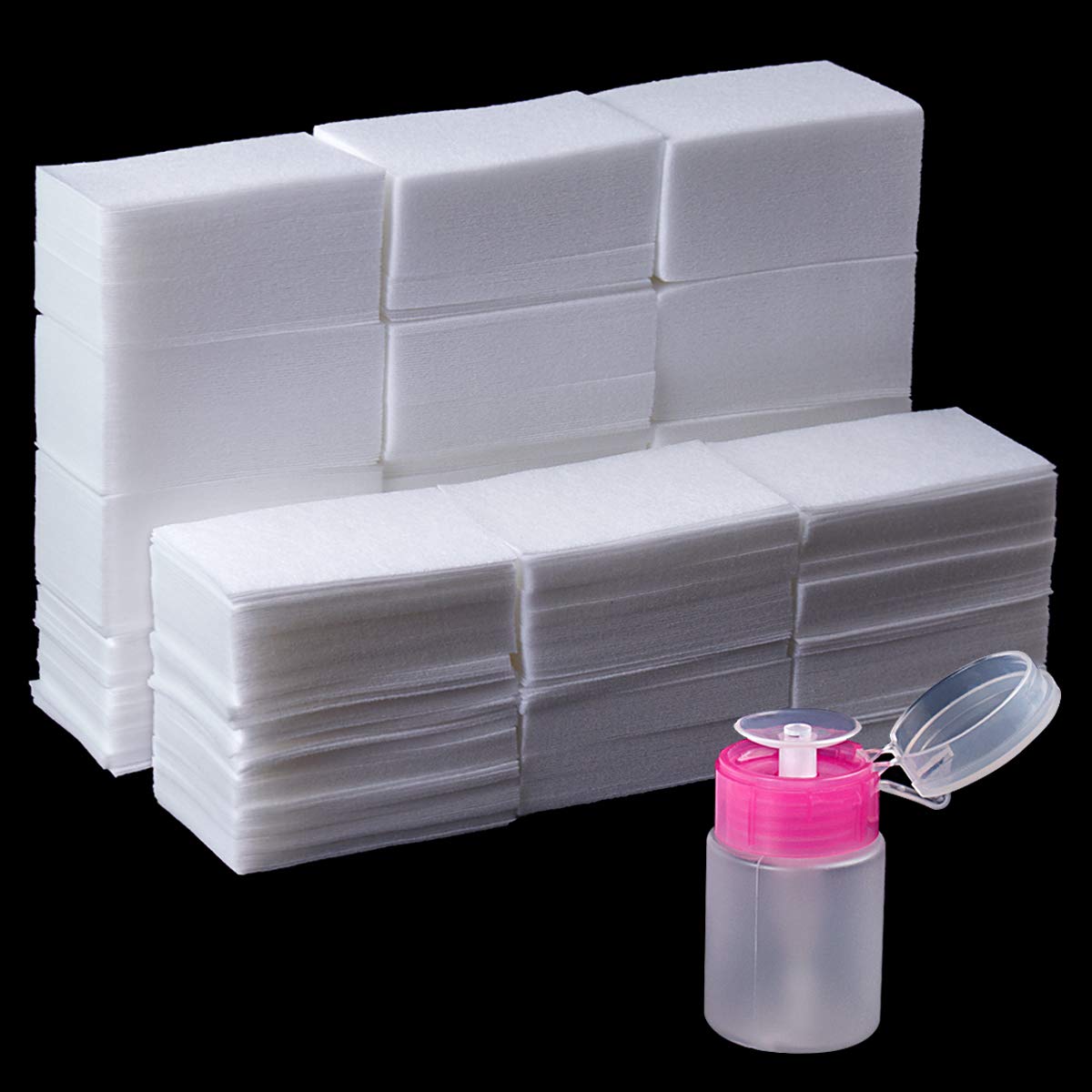 1000 Pcs Gel Nail Polish Remover, Lint Free Nail Wipes Cotton Pad With A Pump Dispenser Bottle Disposable Nail Polish Remover Fo
