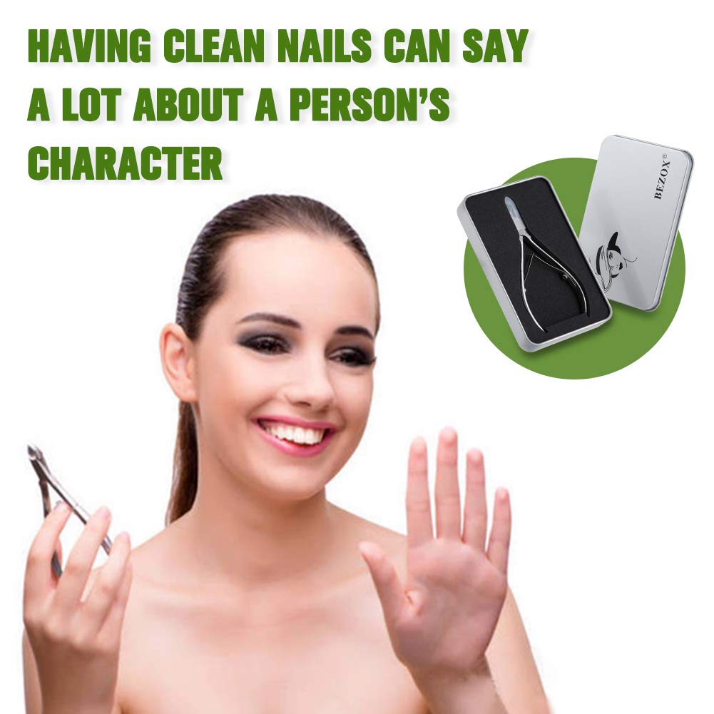 Bezox Cuticle Clippers - Stainless Steel Professional Cuticle Cutter Cuticle Trimmers - Full Jaw Manicure Hangnail Clipper (6Mm