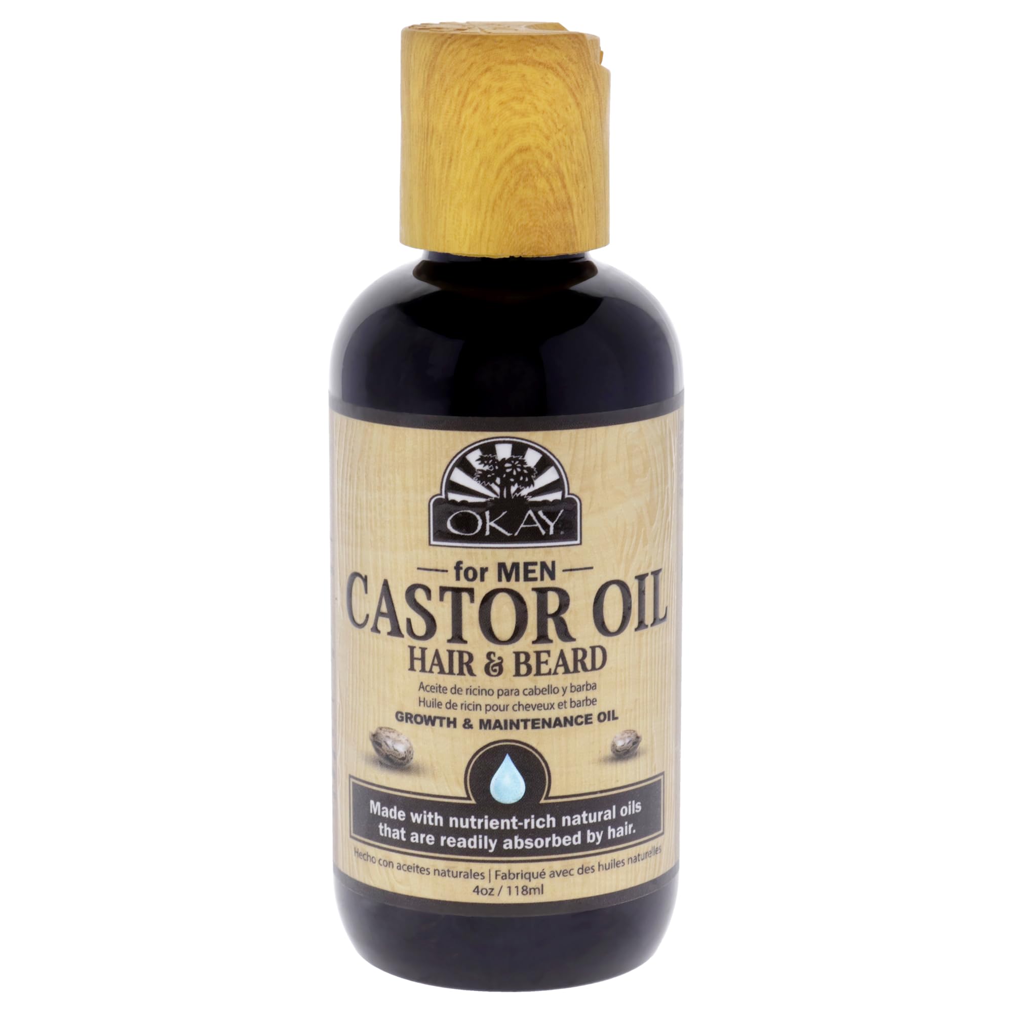 OKAY-MEN Castor Oil Beard and Hair Growth Oil Light-weight 4oz