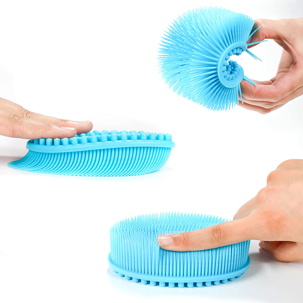 Tdhdike Silicone Body Scrubber Loofah - Set Of 3 Soft Exfoliating Body Bath Shower Scrubber Loofah Brush For Sensitive Kids Wome