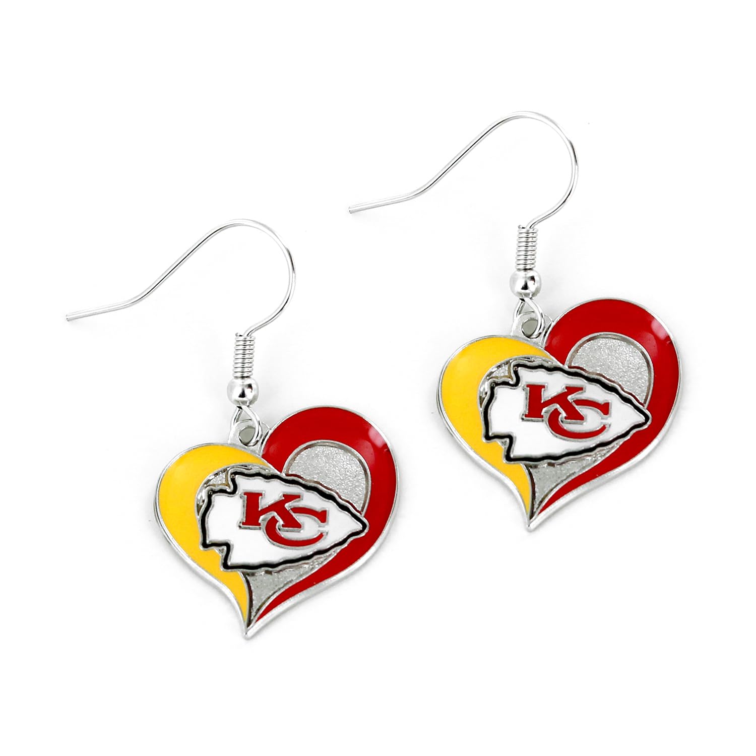 Aminco NFL Detroit Lions Swirl Heart Earrings, 2.5