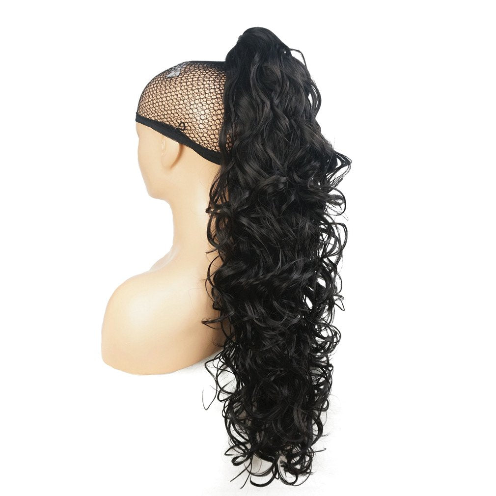 Lydell 30'' Long Curly Styled Clip In Claw Ponytail Hair Extension Synthetic Hairpiece 280G With A Jaw/Claw Clip (Darkest Brown)