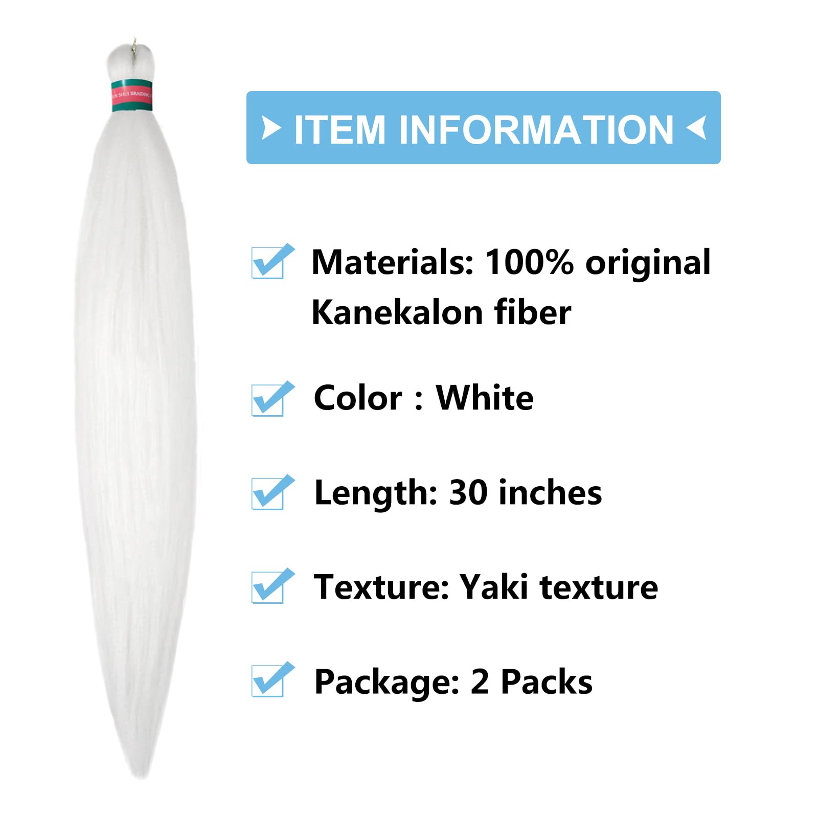 Run Shui White Pre Stretched Braiding Hair 2 Packs Pre Feathered Braid Hair Extensions 30 Inches Kanekalon Hair Braids