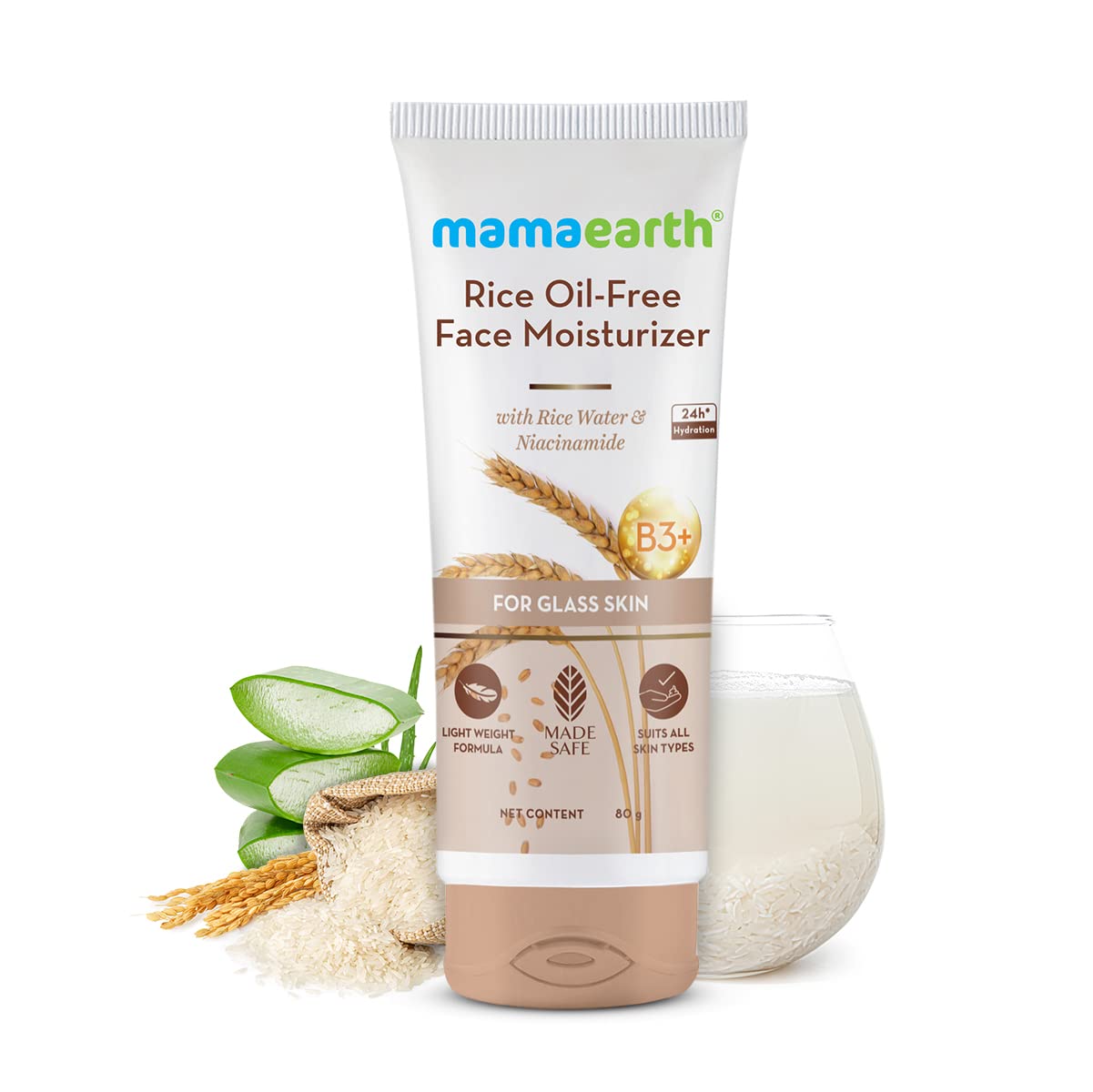 Mamaearth Rice Water Oil Free Face Moisturizer | 24-Hour Hydration With Niacinamide | Controls Excess Oil & Minimizes Open Pores