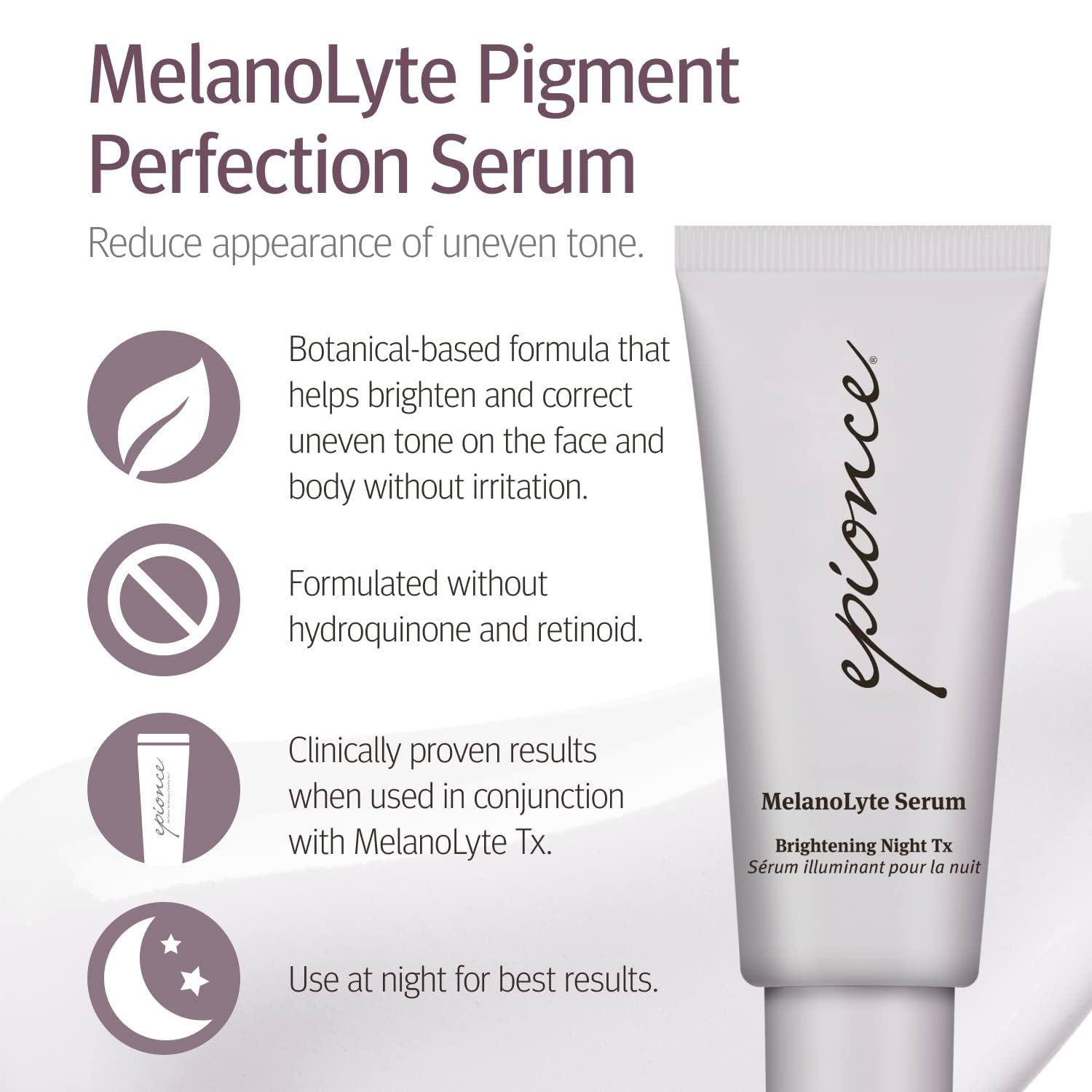 Epionce MelanoLyte Serum - Botanical-Based Night Serum for Uneven Skin Tone, For All Skin Types, Contains Turmeric, Dermatologis