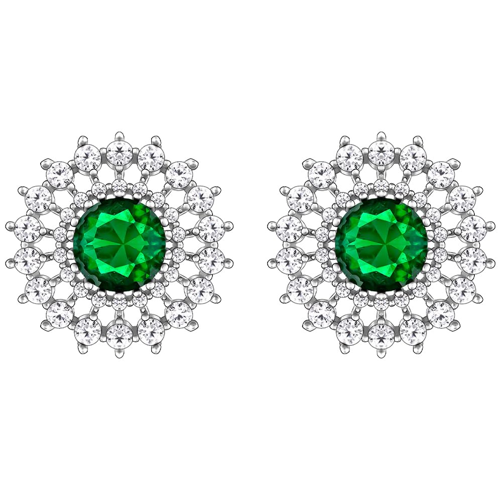 GIVA 925 Silver Zircon Emerald Sunshine Studs|Gifts For Girlfriend,Rakhi Rakshabandhan Gift For Sister Bhabhi,Gifts For Women & 