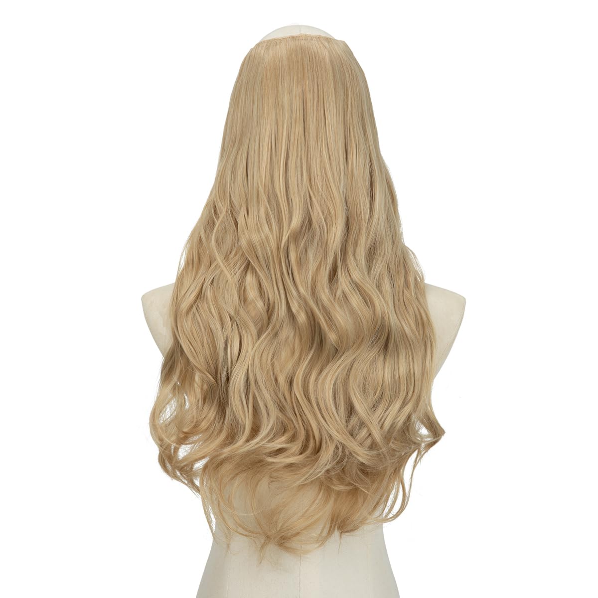 Sarla Clip In U Part Hair Extensions Full Head Long Synthetic Wave Curly Hairpiece 24 Inch For Women Natural Blonde