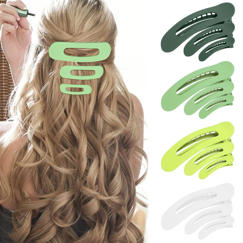 Large Duck Billed Hair Clips, Ahoney 12 Pack Alligator Clips for Thin & Thick Hair - 3 Sizes Lay Down Banana Clips, Hair Styling