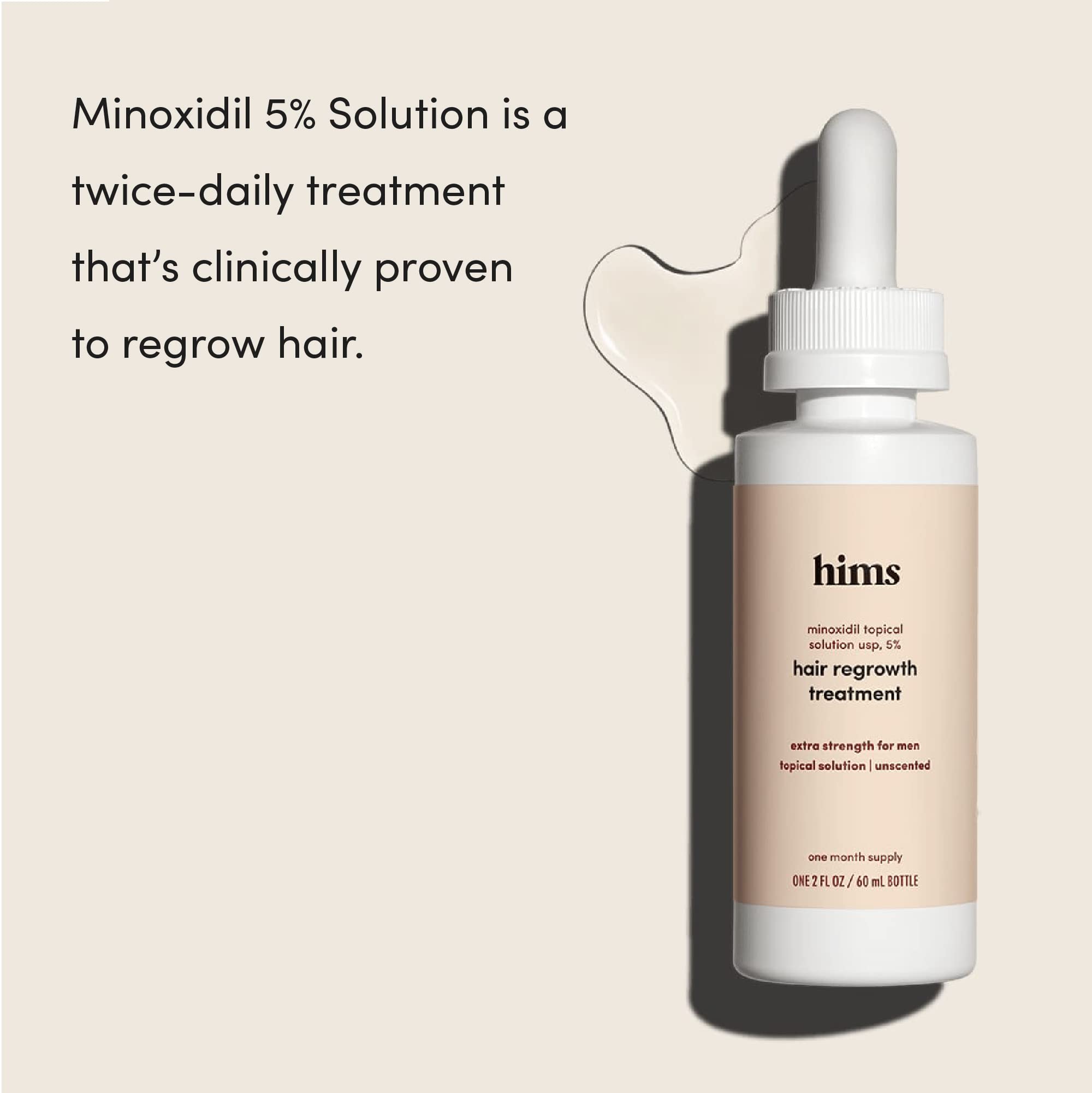 Hims Extra Strength Hair Regrowth Treatment For Men With 5% Topical Minoxidil Solution For Hair Loss And Thinning Hair, Unscente