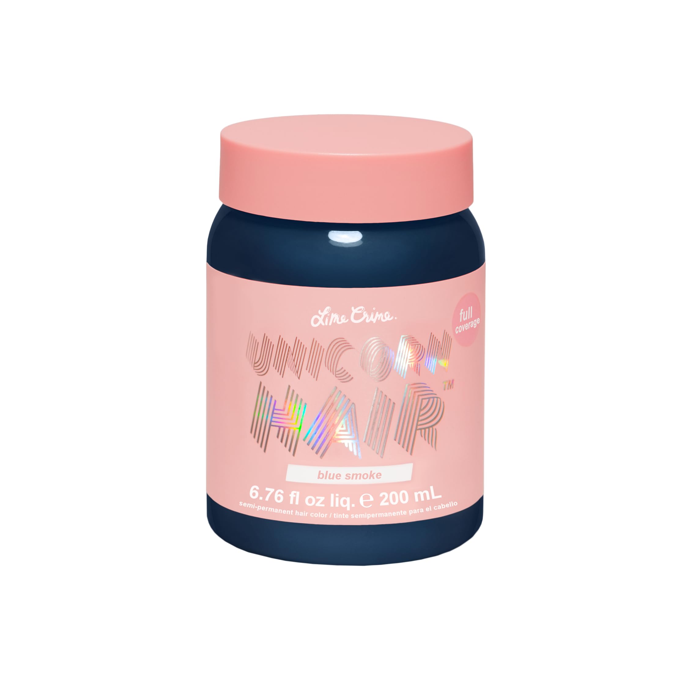 Lime Crime Full Coverage Unicorn Hair Dye, Blue Smoke - Damage-Free Semi-Permanent Hair Color Conditions & Moisturizes - Tempora