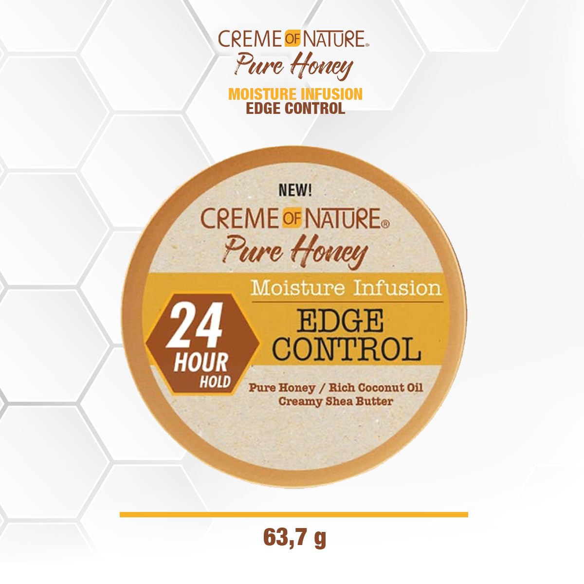 Creme Of Nature Moisture Infusiuon Edge Control, Pure Honey, Coconut Oil And Shea Butter Formula, 2.25 Oz