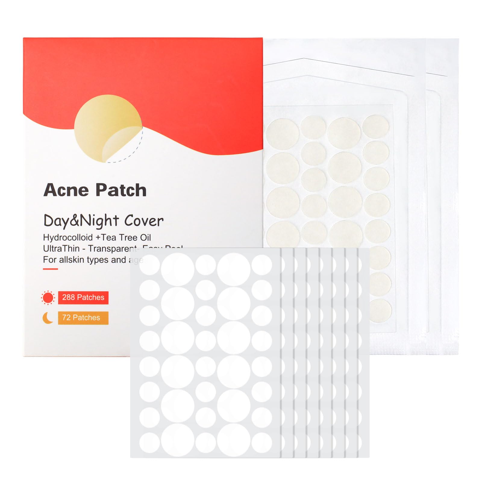 360pcs Pimple Patches for Face, Acne Patches 2 Size, Hydrocolloid Patches for Covering Zits and Blemishes, Invisibly Thin Spot S