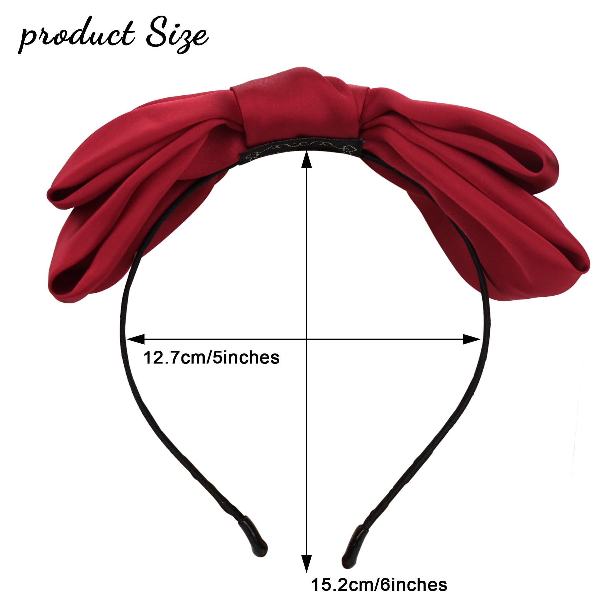 Joyoyo Red Satin Large Bow Headband For Women And Girls, Double Ribbon Hair Accessories, Hair Styling Hairband