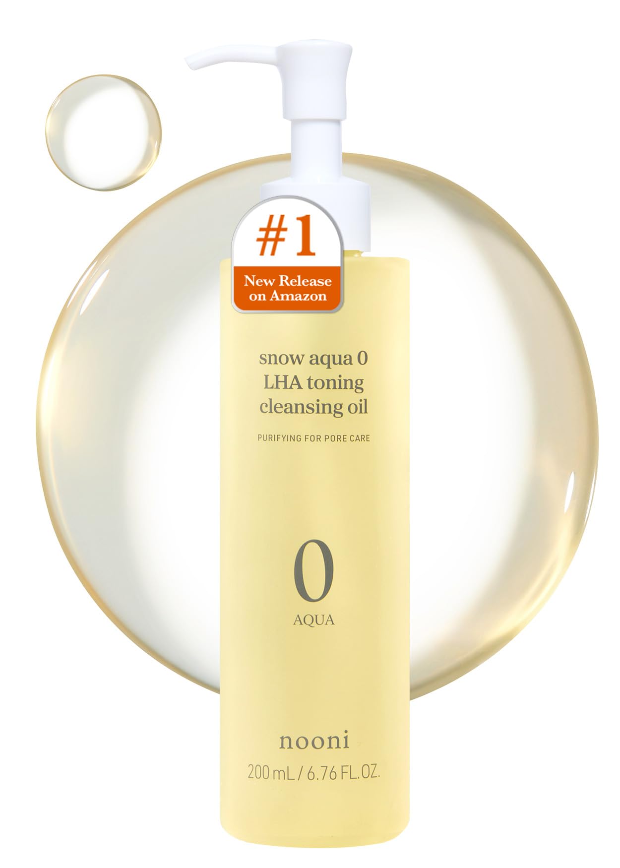 Nooni Korean Cleansing Oil - Snow Aqua 0 Lha Toning Pore Care Korean Facial Oil Cleanser, 6.76 Fl.Oz | Makeup Double Cleansing,